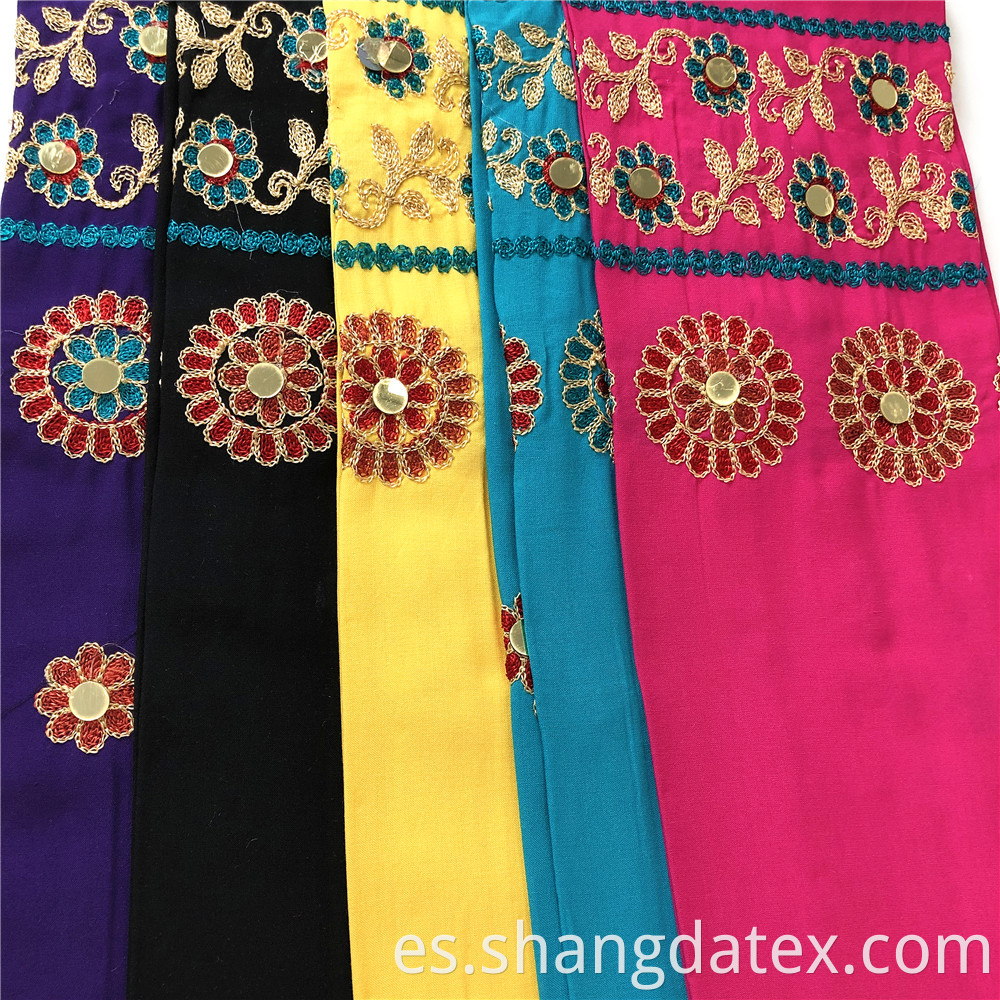 Rayon Plain With Embroidery With Golden Spangle